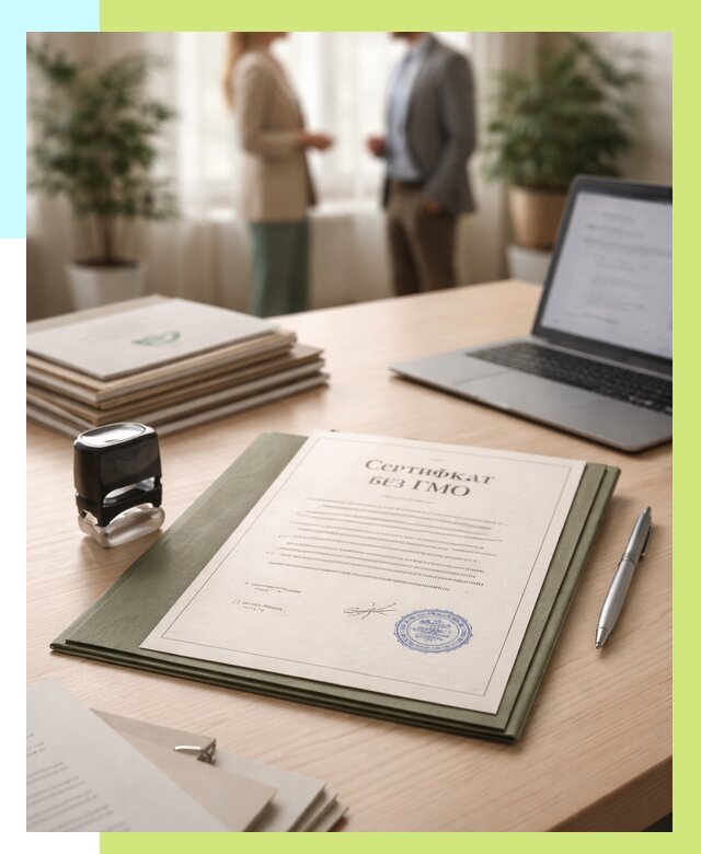 Сертификат без ГМО в Чехове от 7625 р. оформить срочно Алешин-Чхв